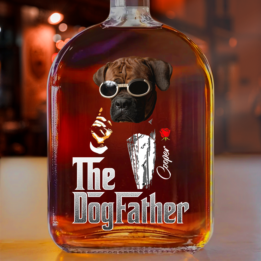 Custom Photo The Dogfather Gentlemen Whiskey Bottle Dog Lovers Gift HO82 894052