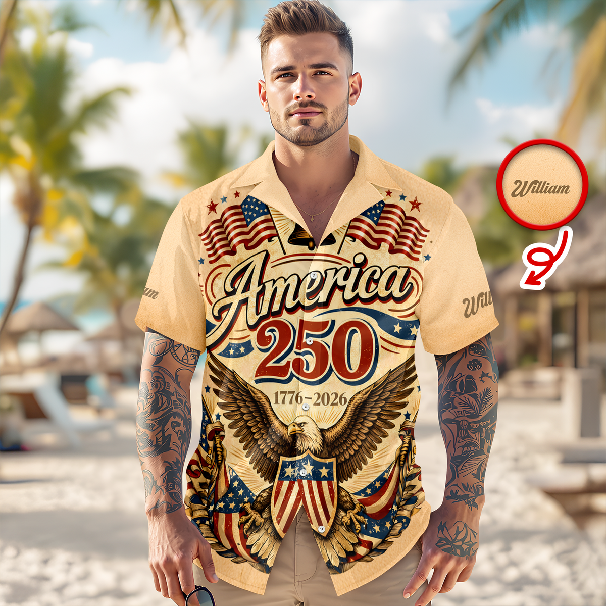 Custom Name USA 250th Anniversary 1776–2026 Eagle Hawaii Shirt TH10 169075