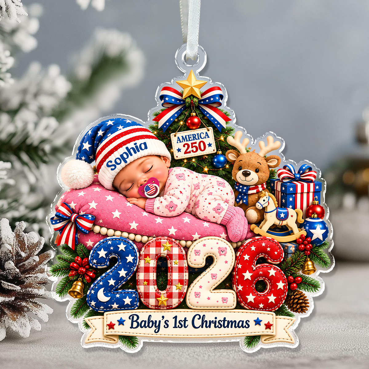 Personalized Baby's First Christmas Acrylic Ornament, Special Keepsake for New Parents HA75 919362