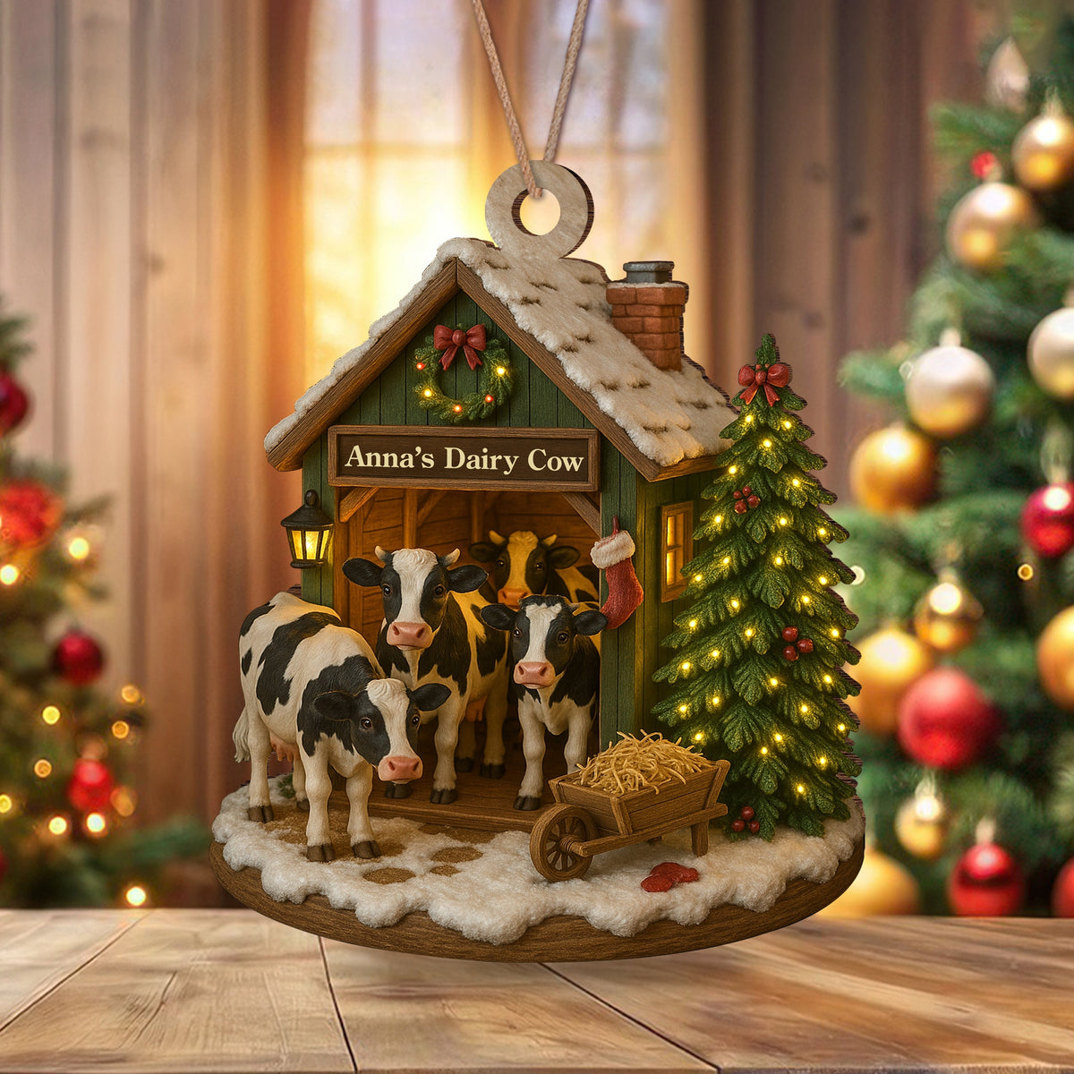 Custom Wood Ornament Gifts For Women, Men - Moo Love, Moo Christmas LM32 895553
