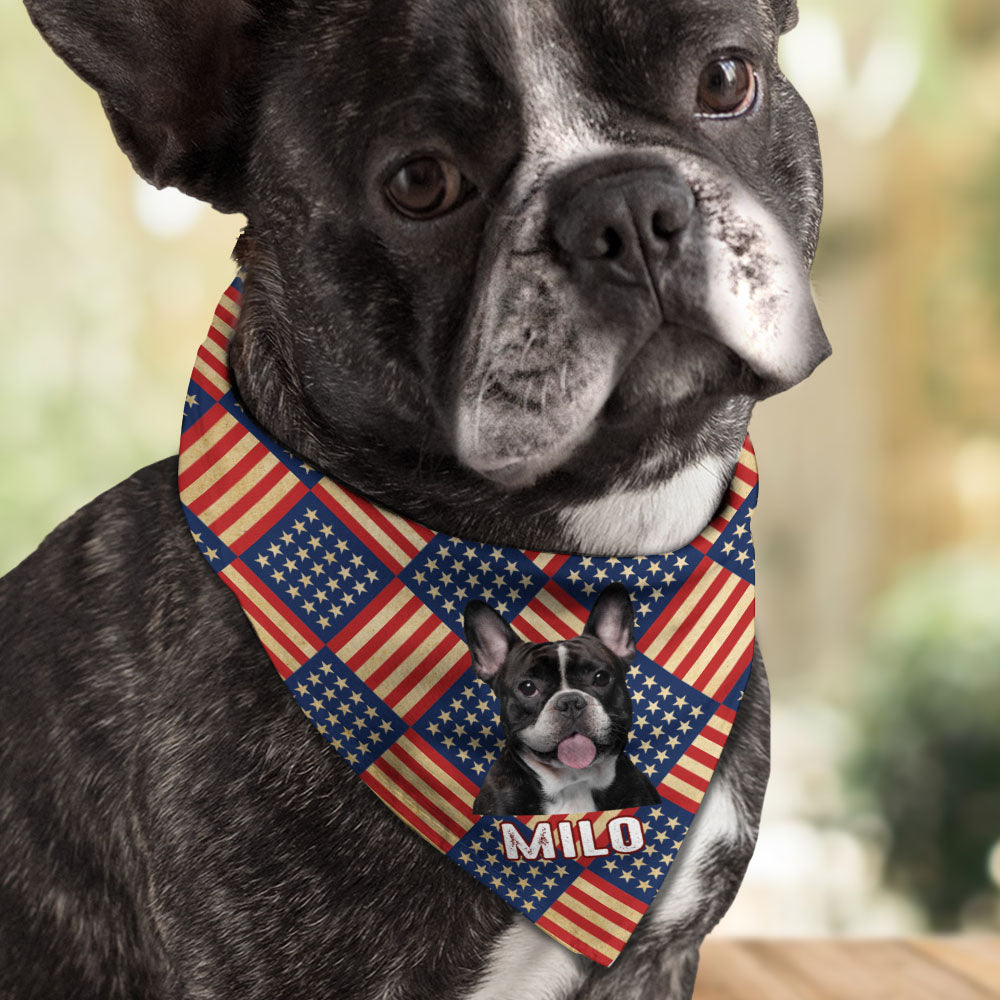 Custom Dog Photo With America Flag Bandana TH10 894117