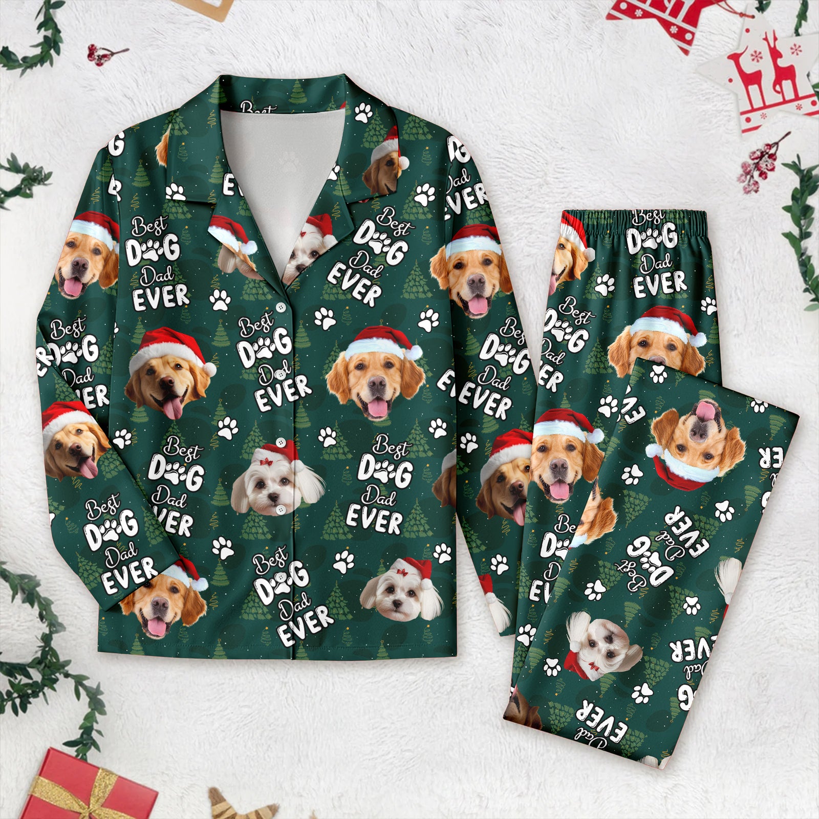 Custom Dog Face Cute Best  Dog Dad Ever Christmas Pajamas LM32 895749