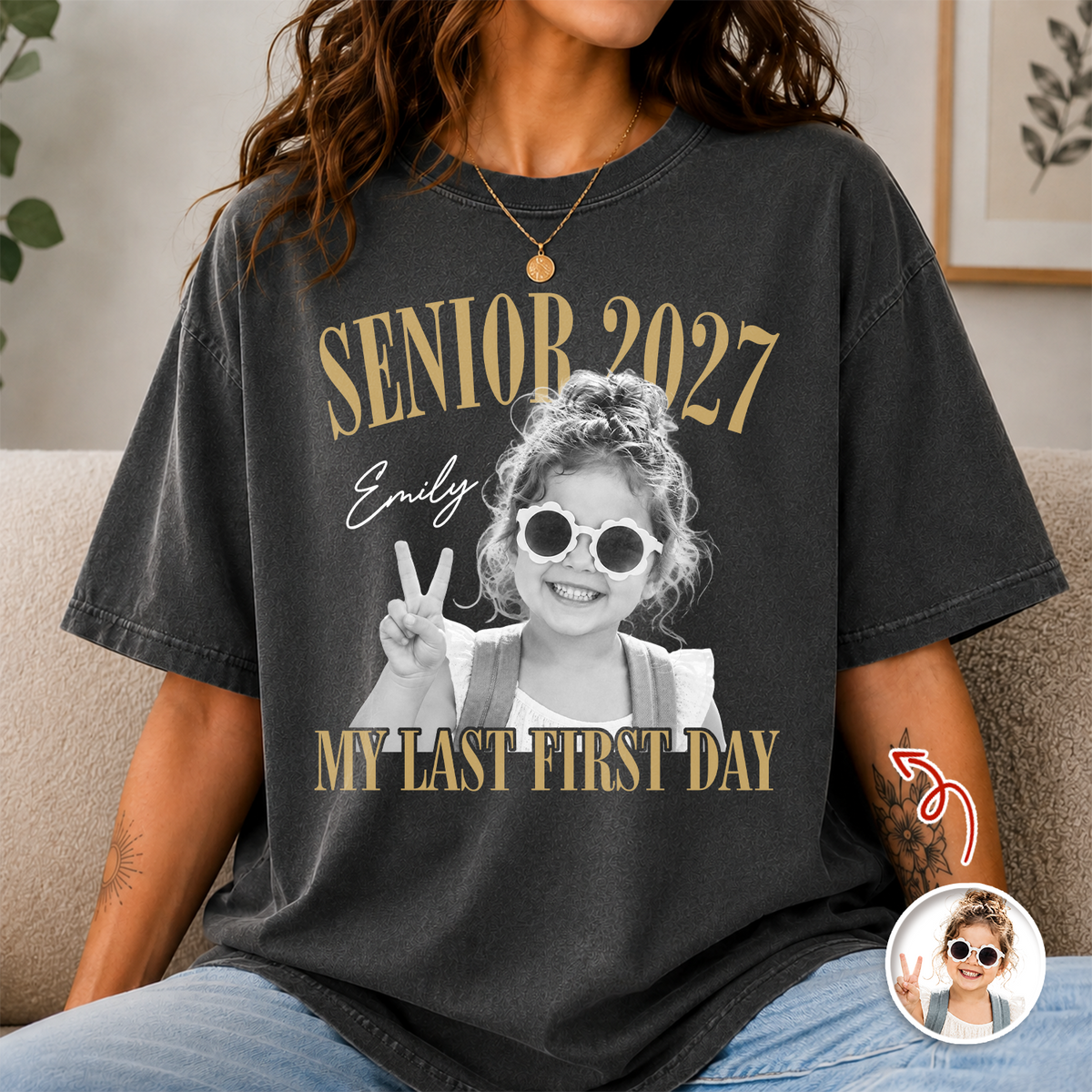 Custom Photo Senior 2027 My Last First Day Comfort Shirt CH07 180354