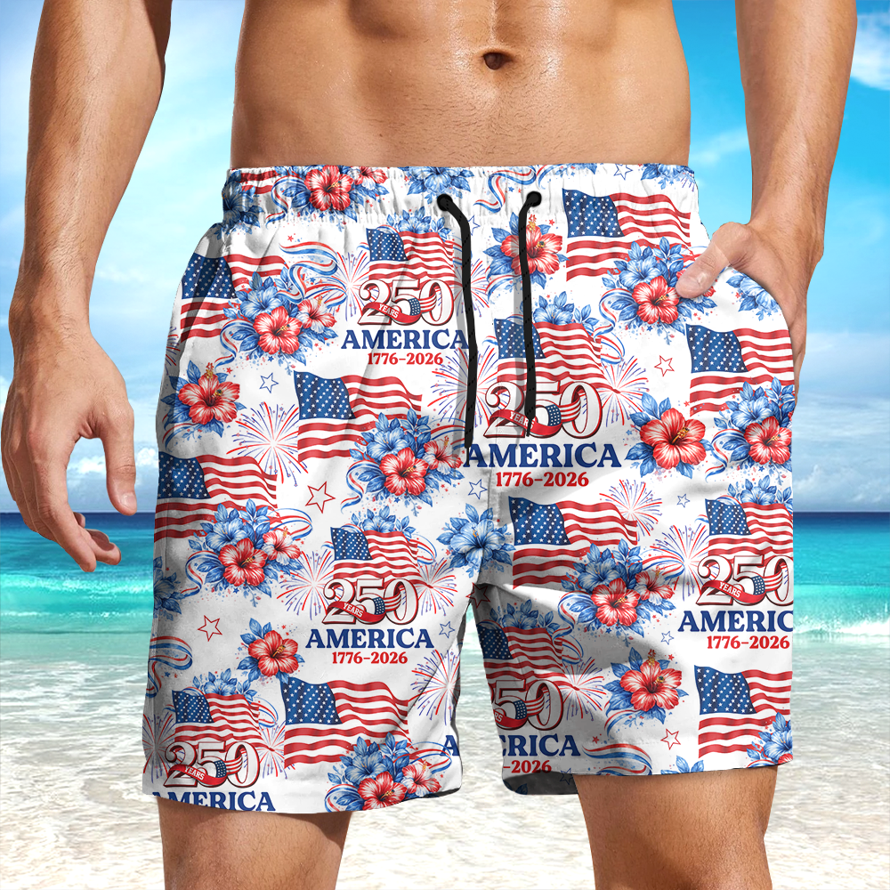 250 Years America 1776-2026 Patriotic Beach Short HA75 920730