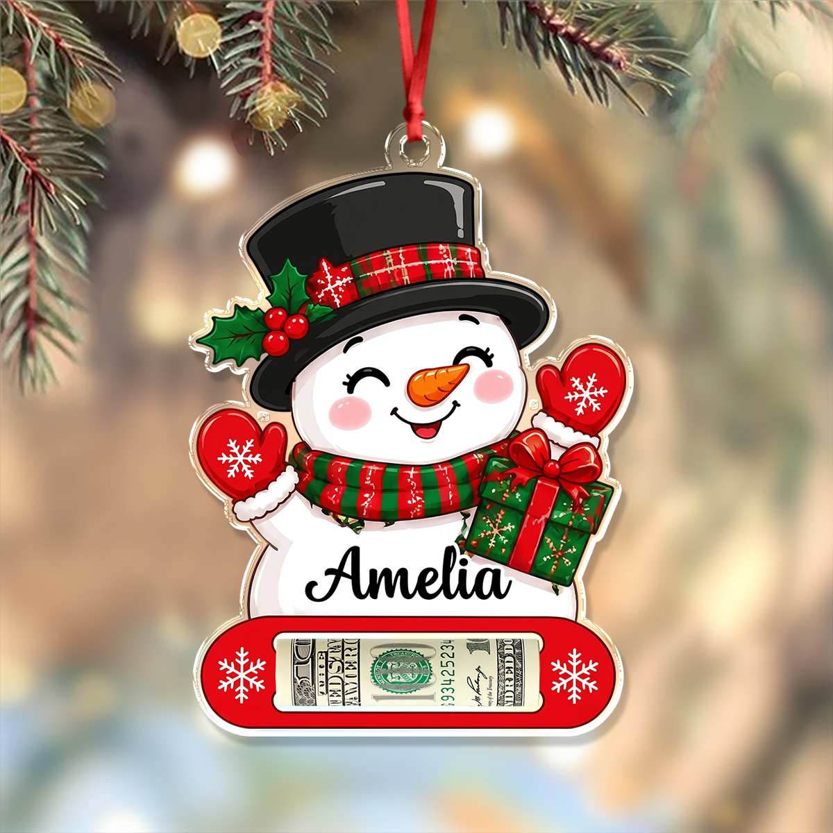 Custom Name Christmas Acrylic Money Holder Ornament Holiday Gift for Kids CH07 180854