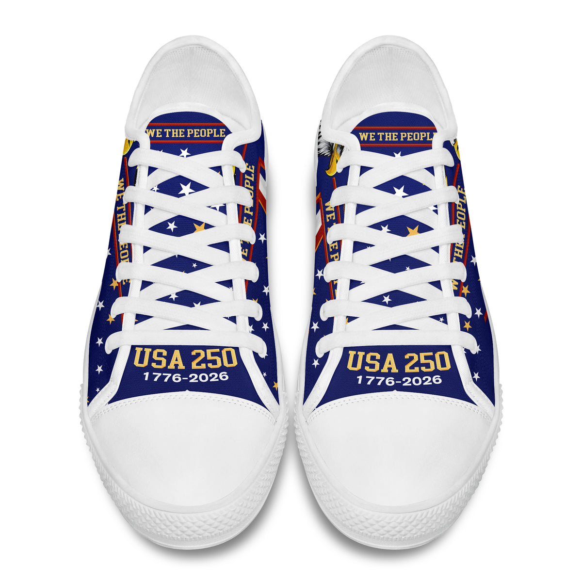 USA 250th Anniversary Patriotic Red, White & Blue with American Eagle Semiquincentennial 1776-2026 Canvas Shoes TH10 169301