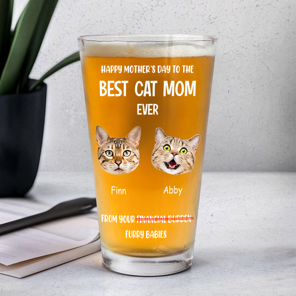 Custom Photo Happy Father's Day From Furry Babies Personalized Beer Glass CH07 895554
