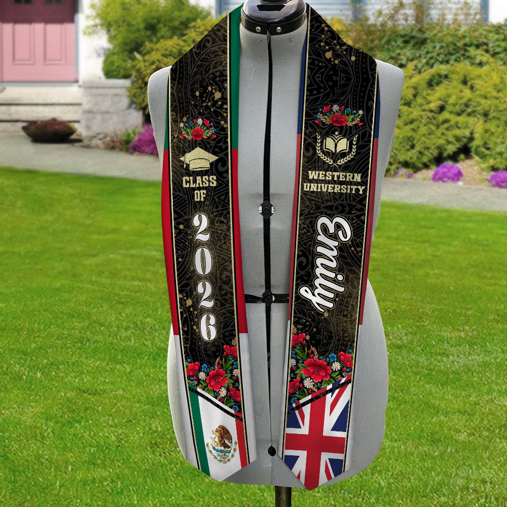 Personalized Country Flag Graduation Stole Sash – Class of 2026 Custom Graduation Gift HA75 898894