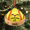 Custom Name Softball Squishy Dumpling Acrylic Ornament, Funny Sports Christmas Decoration HO82 903782
