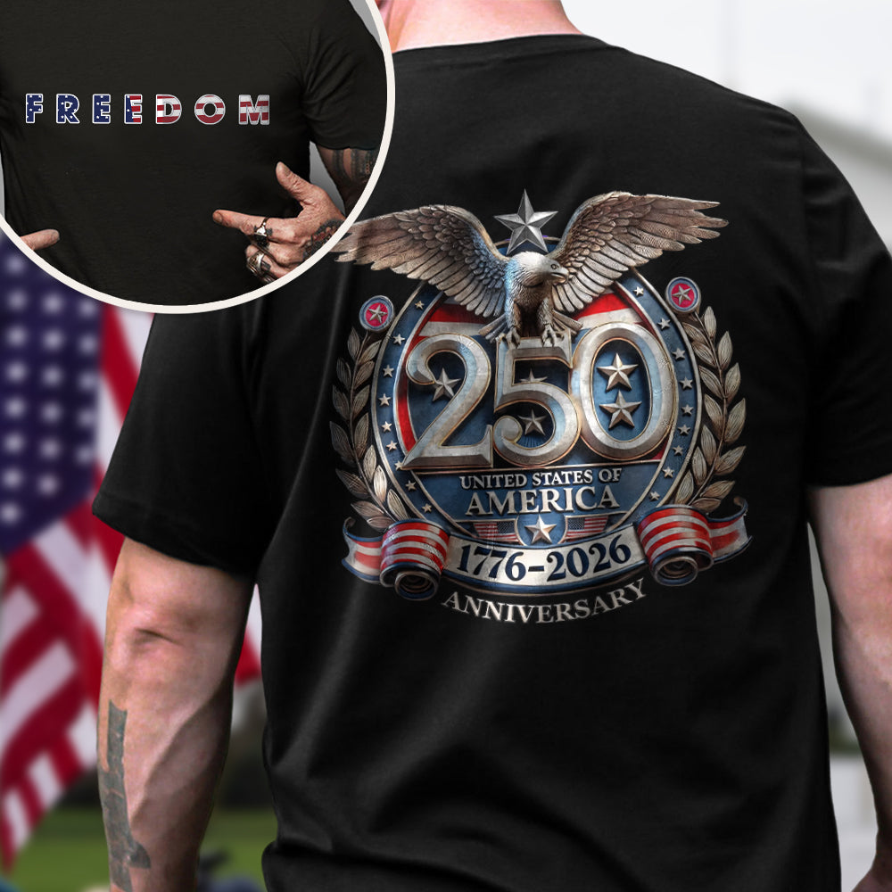 Freedom USA Eagles 250th Anniversary Semiquincentennial Back & Front Dark Shirt LM32 899191