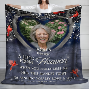 Personalized A Hug From Heaven Custom Photo Memorial  Blanket CH07 896454