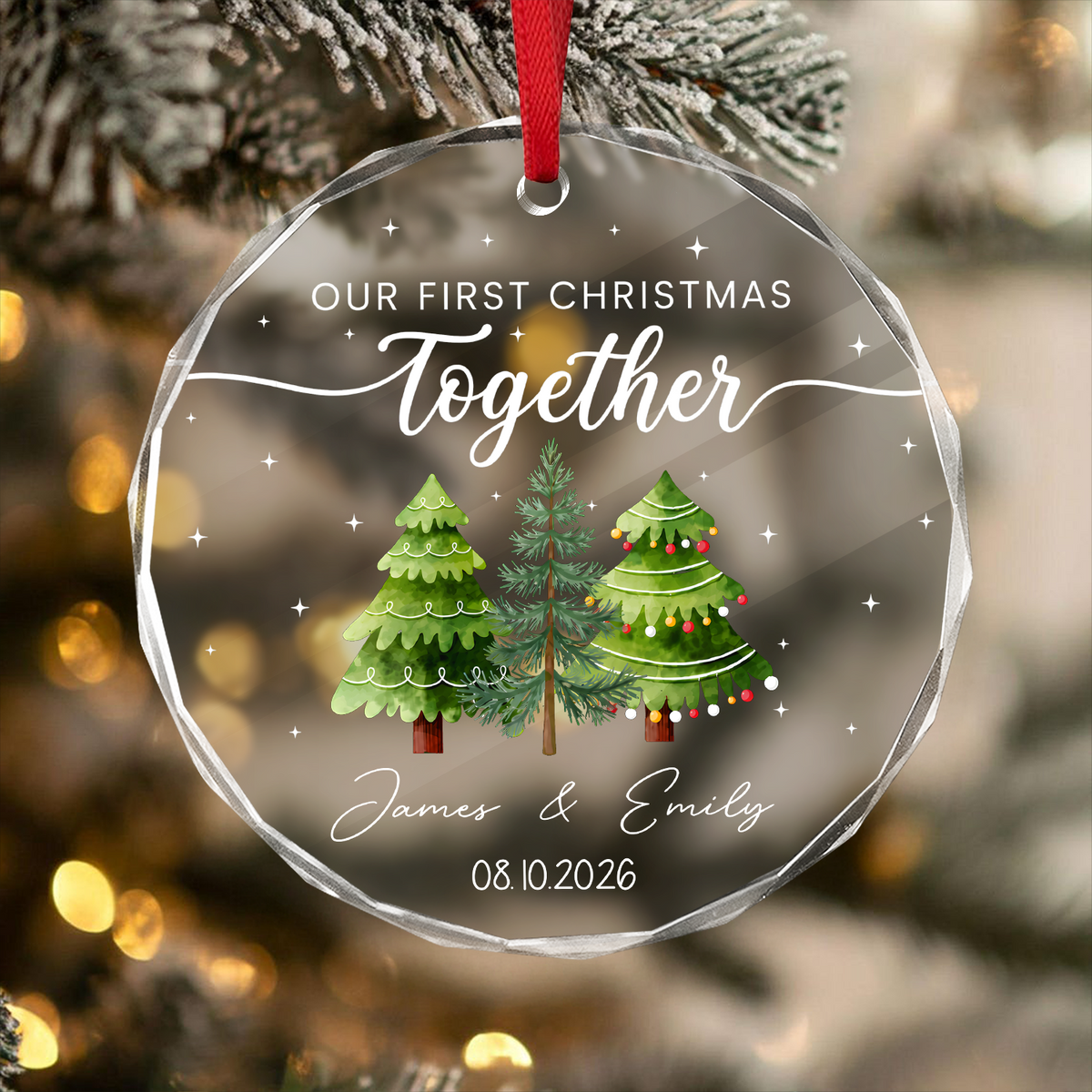 Custom Name Our First Christmas As Mr & Mrs Glass Ornament, Personalized Newlywed Christmas Gift LM32 669701
