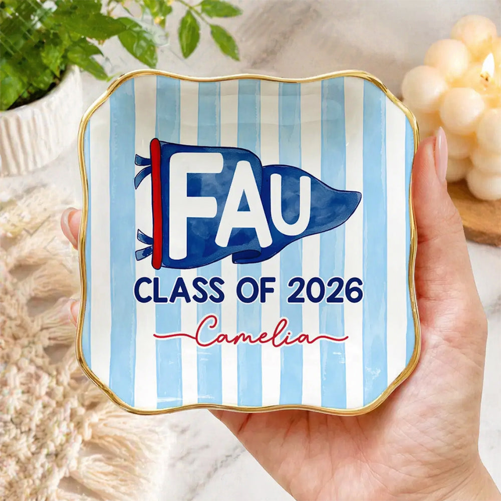 Custom School Pennant Flag Ring Dish - Graduation Gift HO82 902154