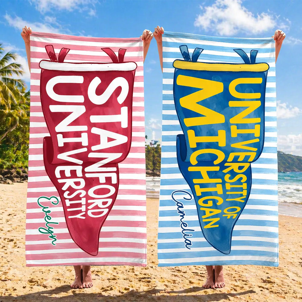 Personalized College Pennant Spirit Beach Towel – Graduation Gift HO82 902152