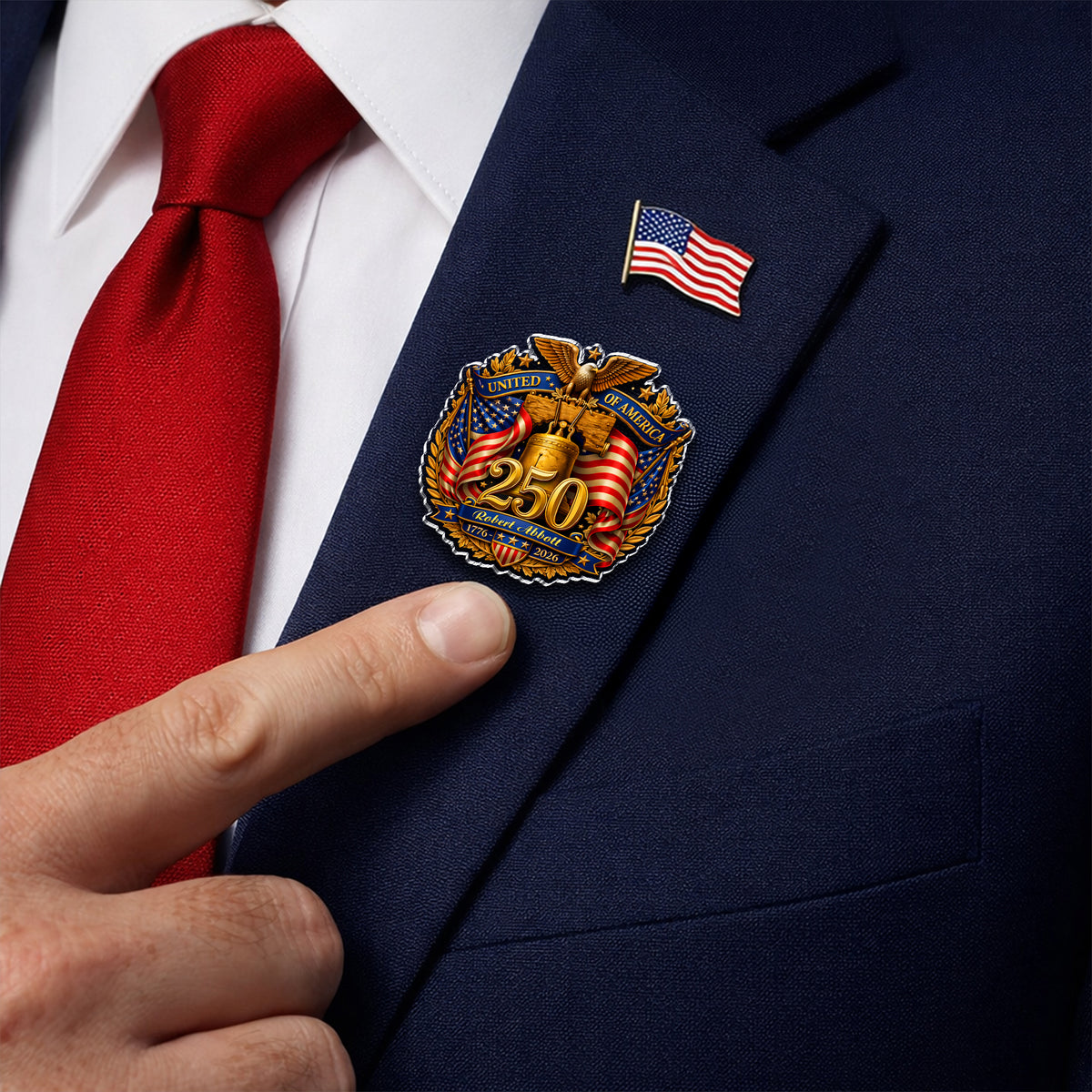 Custom Name USA 250th Anniversary Eagle Acrylic Pin HA75 920964