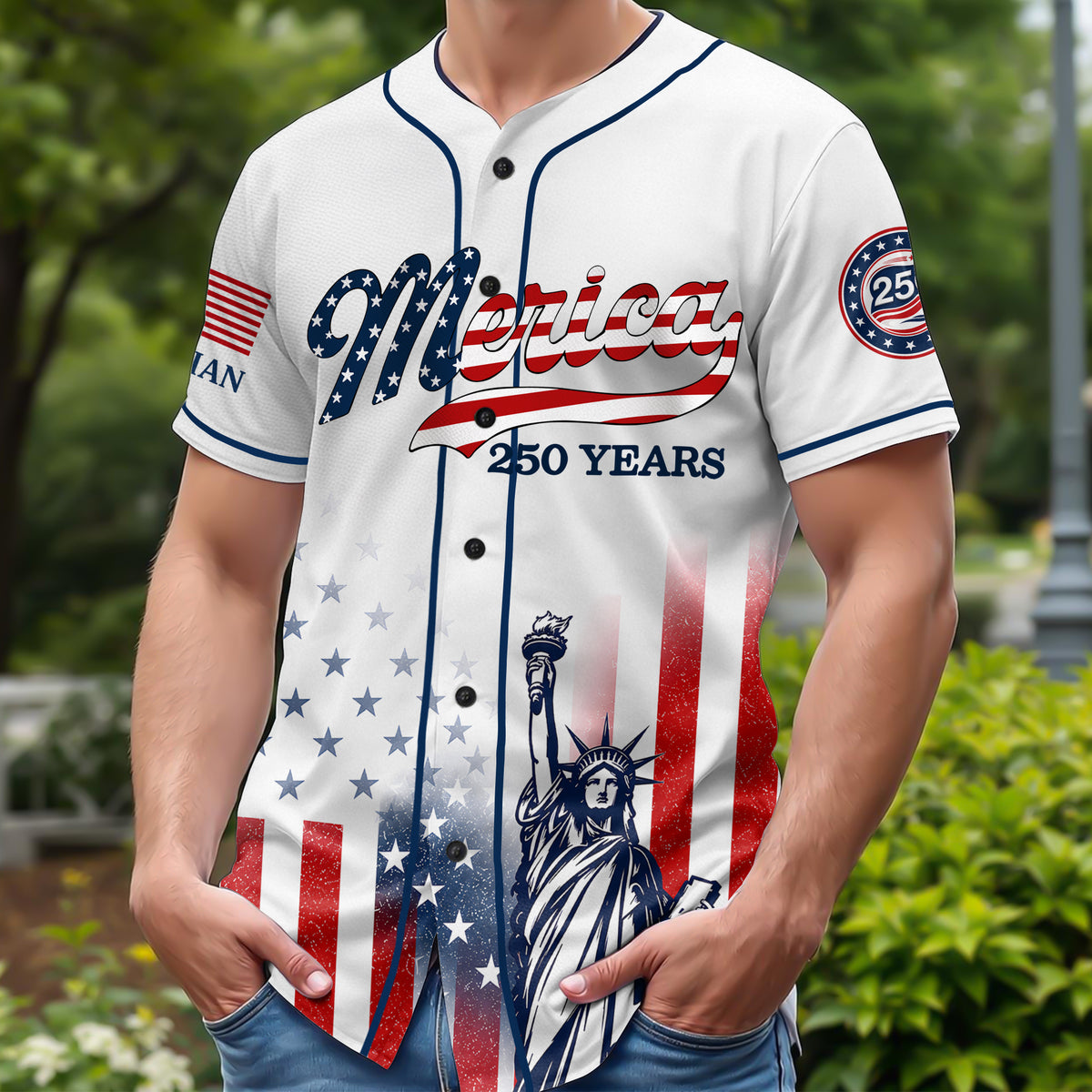 Personalized USA 250th Anniversary Patriotic Statue of Liberty Merica 250 Baseball Jersey Shirt HO82 902896