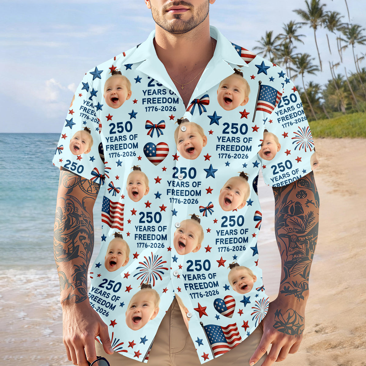Custom Funny Face 250 Years Of Freedom 1776-2026 Hawaii shirt HO82 901702