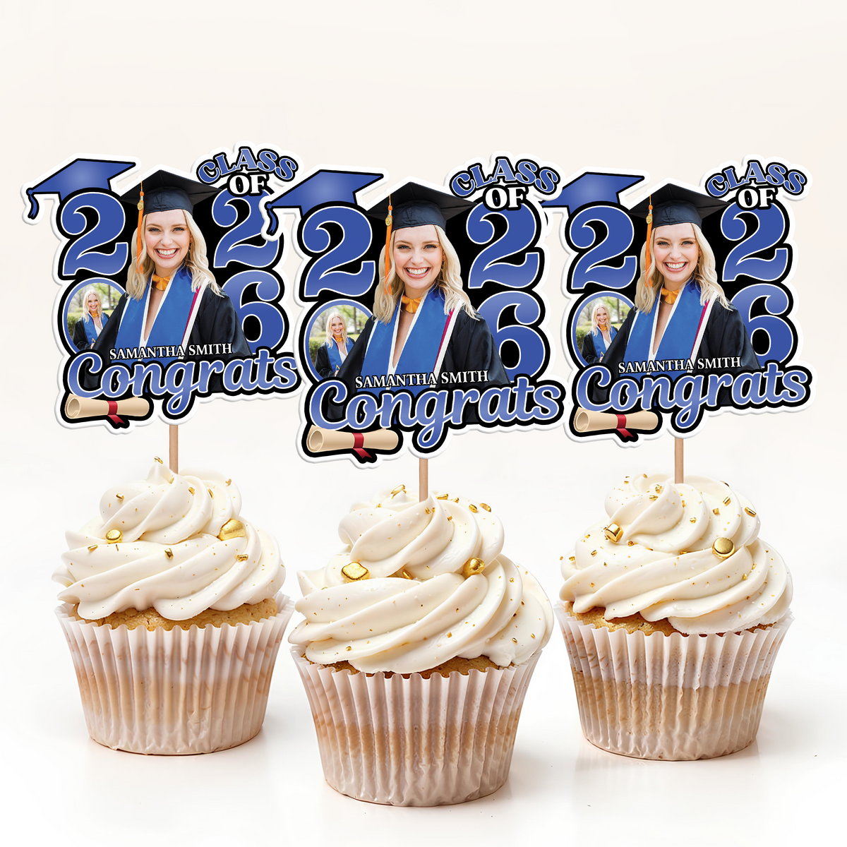 Custom Photo Congrats Class Of 2026 Cupcake Toppers HA75 920834