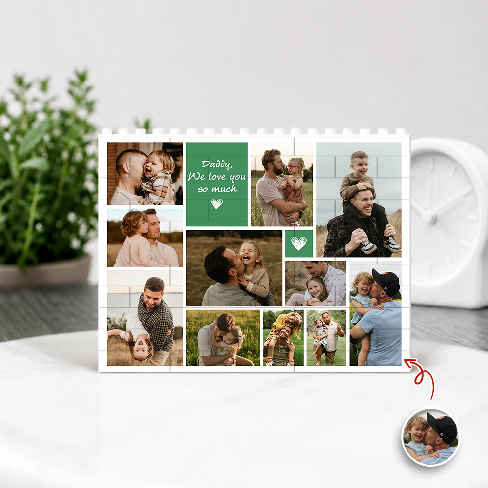 Personalized Daddy We Love You Photo Collage Building Brick Puzzle Gift CH07 911542