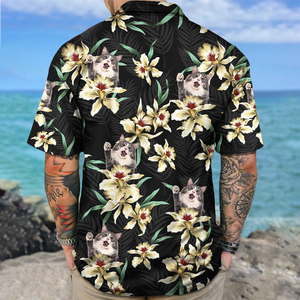 Custom Cat Photo Lily Flowers Design Hawaii Shirt N304 889305