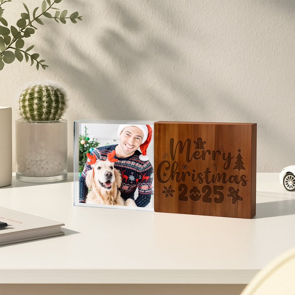 Custom Family Christmas Photo Wooden & Acrylic Photo Block Set Merry Christmas Gift CH07 896148