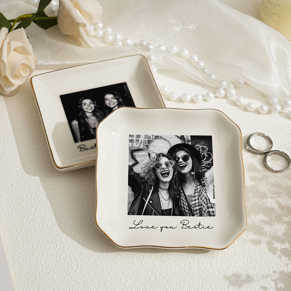 Personalised Bestie Photo Trinket Dish: Custom Jewelry Ring Dish, Trinket Tray for Best Friend, Bestie LM32 899265