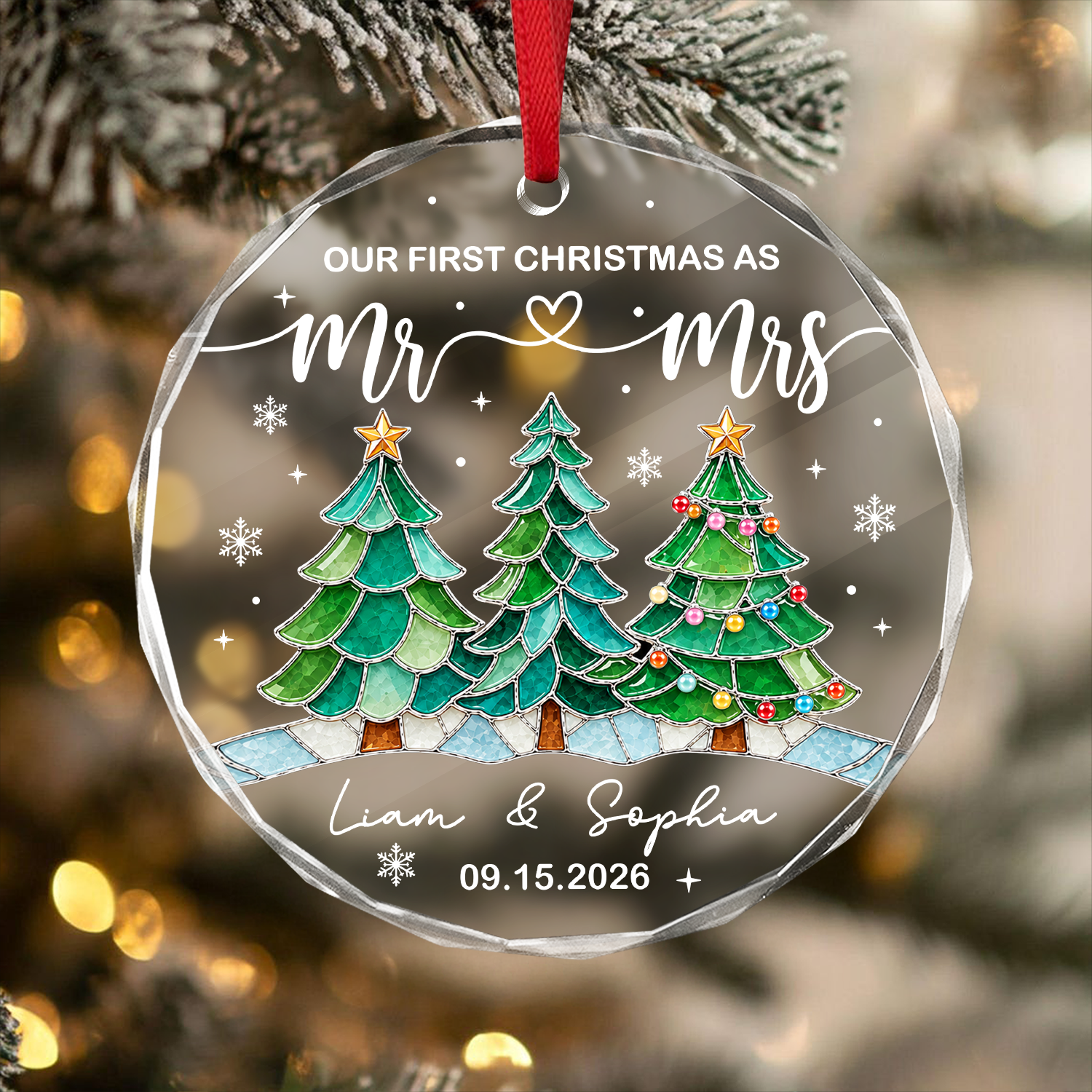 Personalized Our First Christmas As Mr & Mrs Glass Ornament Couple Christmas Gift LM32 669983