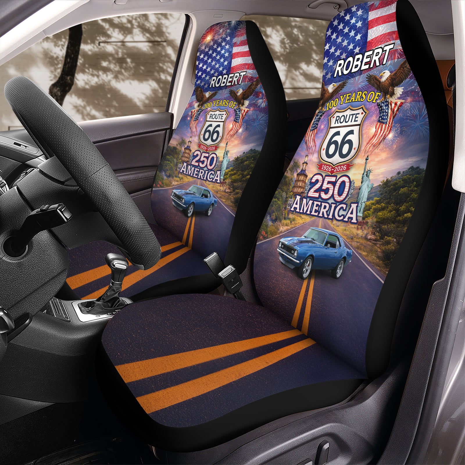Custom Car Photo Celebrate 100 Years of Road Route 66 America 250th Anniversary Car Seat Cover HO82 902088
