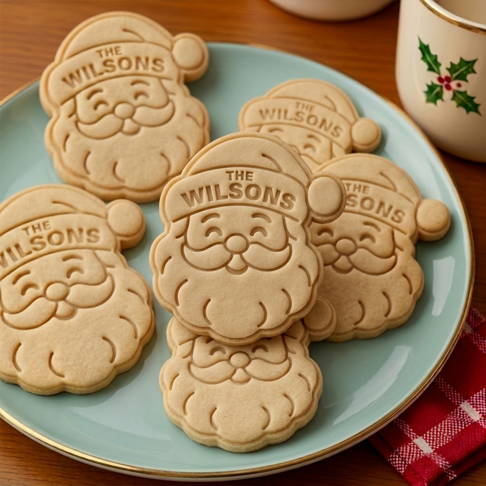 Personalized Family Name Santa Cookie Cutter and Stamp, Personalized Holiday Baking Gift CH07 181150
