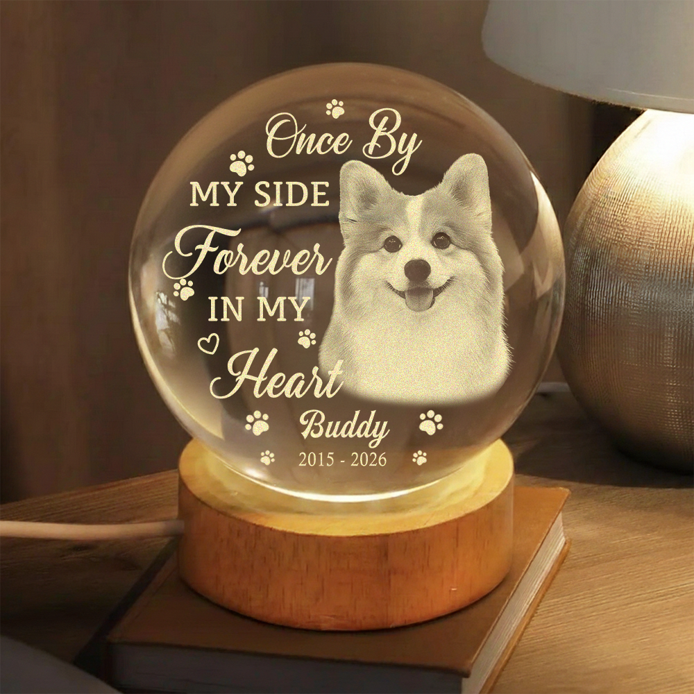 Custom Photo Memorial Once By My Side Forever In My Heart Engraved Crystal Ball LED Night Light HO82 901418
