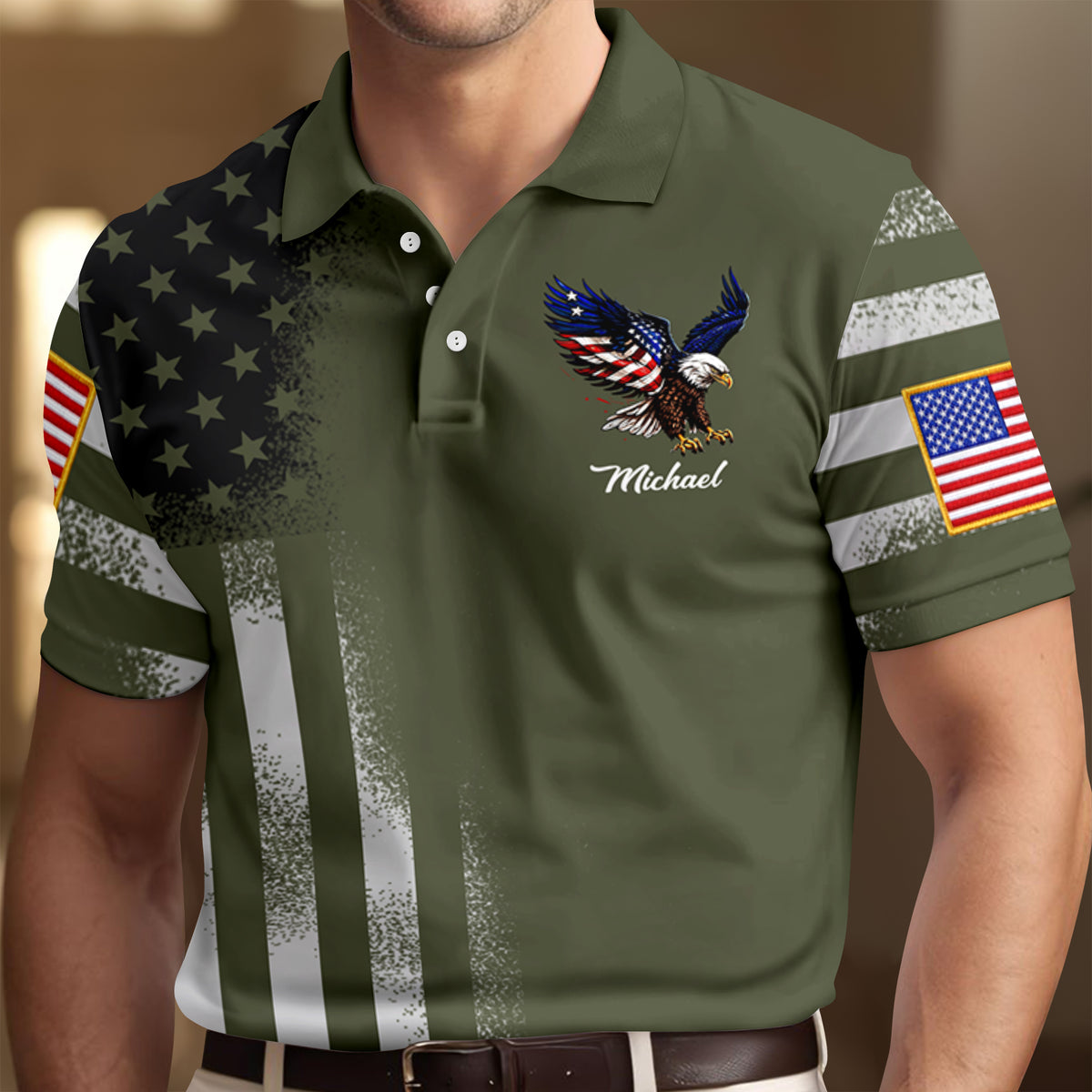 Custom Name American Flag 250th Anniversary 1776–2026 Eagle Patriotic Polo Shirt HO82 902028