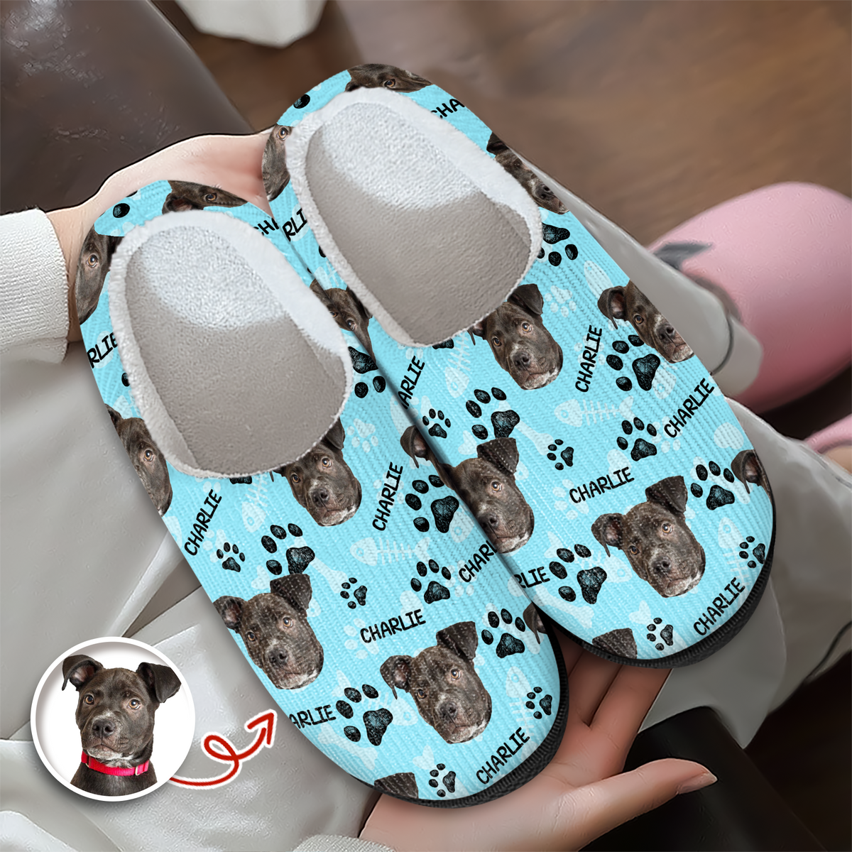 Custom Photo Dog Faces Slippers, Unique Funny Gift HA75 897118