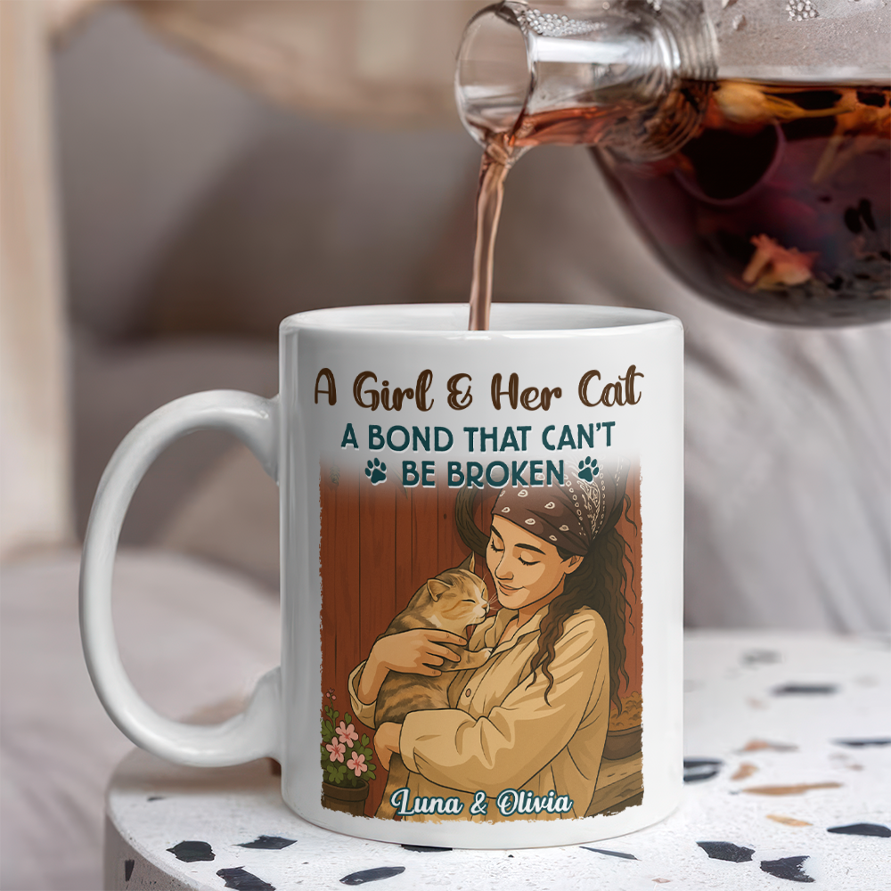 Custom Cartoon Photo Girl With Her Dog Best Friends Forever White Mug LM32 893767