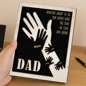 Amazing Daddy To Us Father's Day Gift 2-Layer Wooden Plaque With Stand TH10 892993