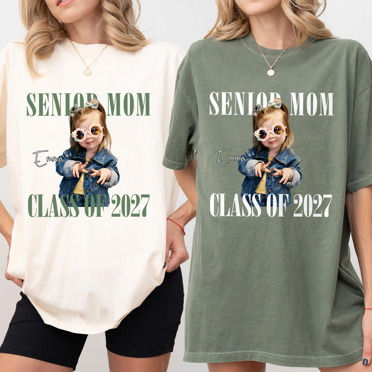 Custom Senior Dad Mom Photo Comfort Shirt Class of 2027 with Child Photo & Name, Graduation Mom Gift TH10 170557