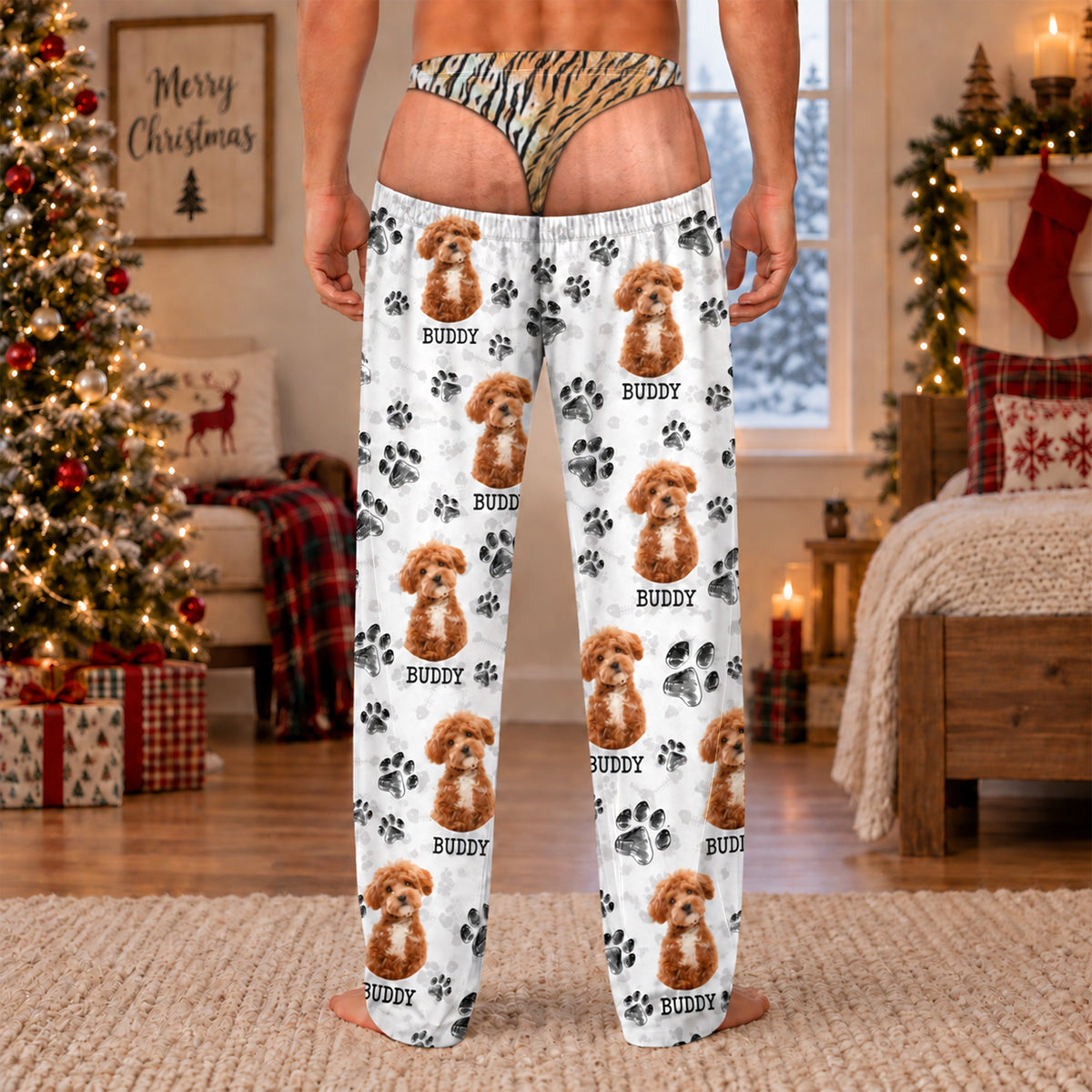 Custom Dog Cat Photo Paw Fake Underwear Sweatpants, Funny Personalized Gift for Pet Lovers CH07 180524