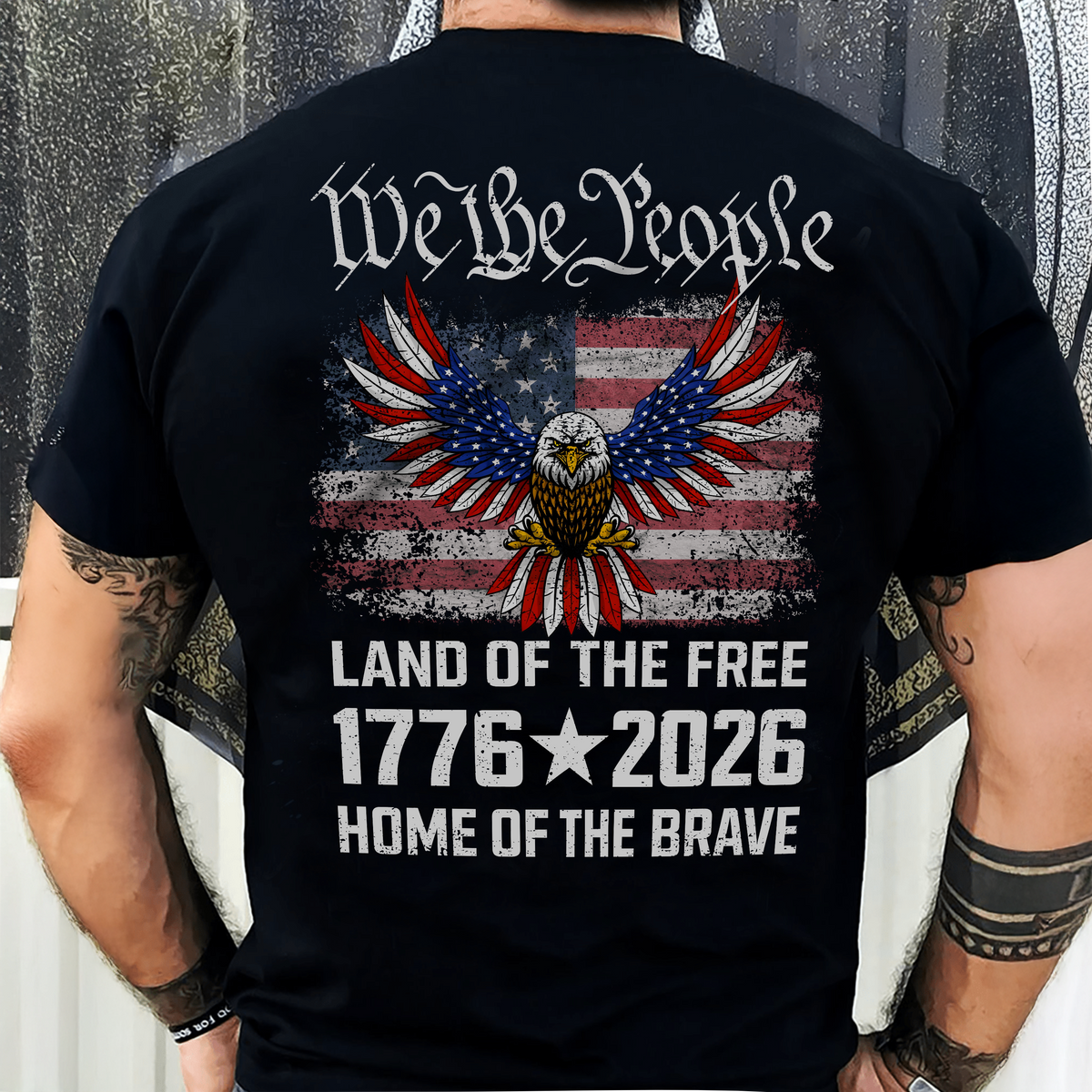 America 250th Birthday Eagle US Flag Back Shirt 250 Years We The People 1776-2026 Dark Shirt CH07 910956