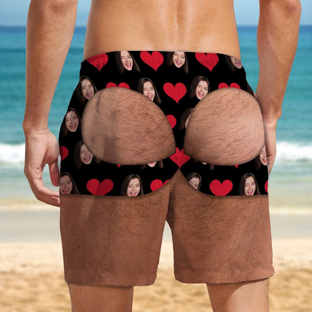Personalized Custom Face Swim Trunks, Funny Girlfriend Photo Beach Shorts for Men, Vacation Gift HO82 903126