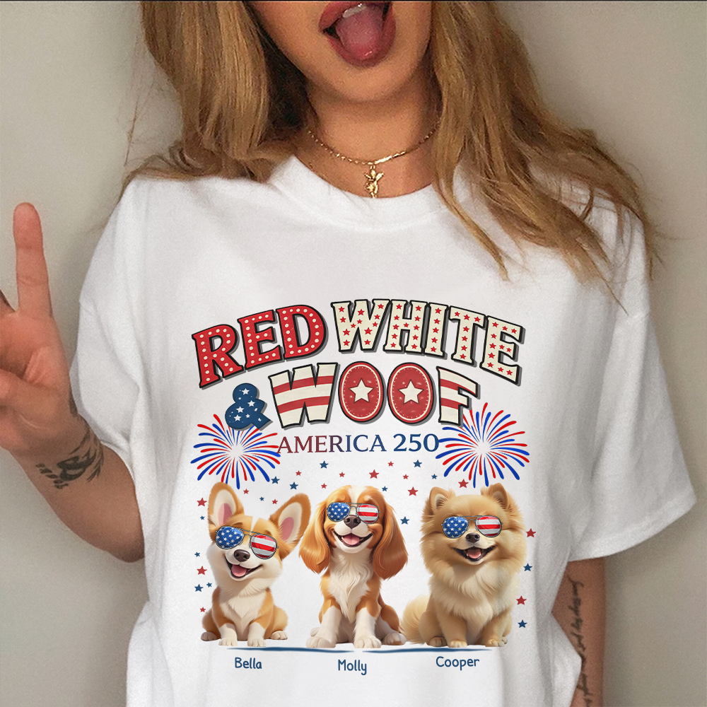 Red White Woof Personalized Shirt Gift For Dog Lover HO82 901188