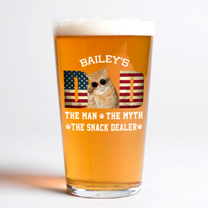 Custom Photo Cat Dad The Man The Myth American Flag Dad Beer Glass HA75 892404