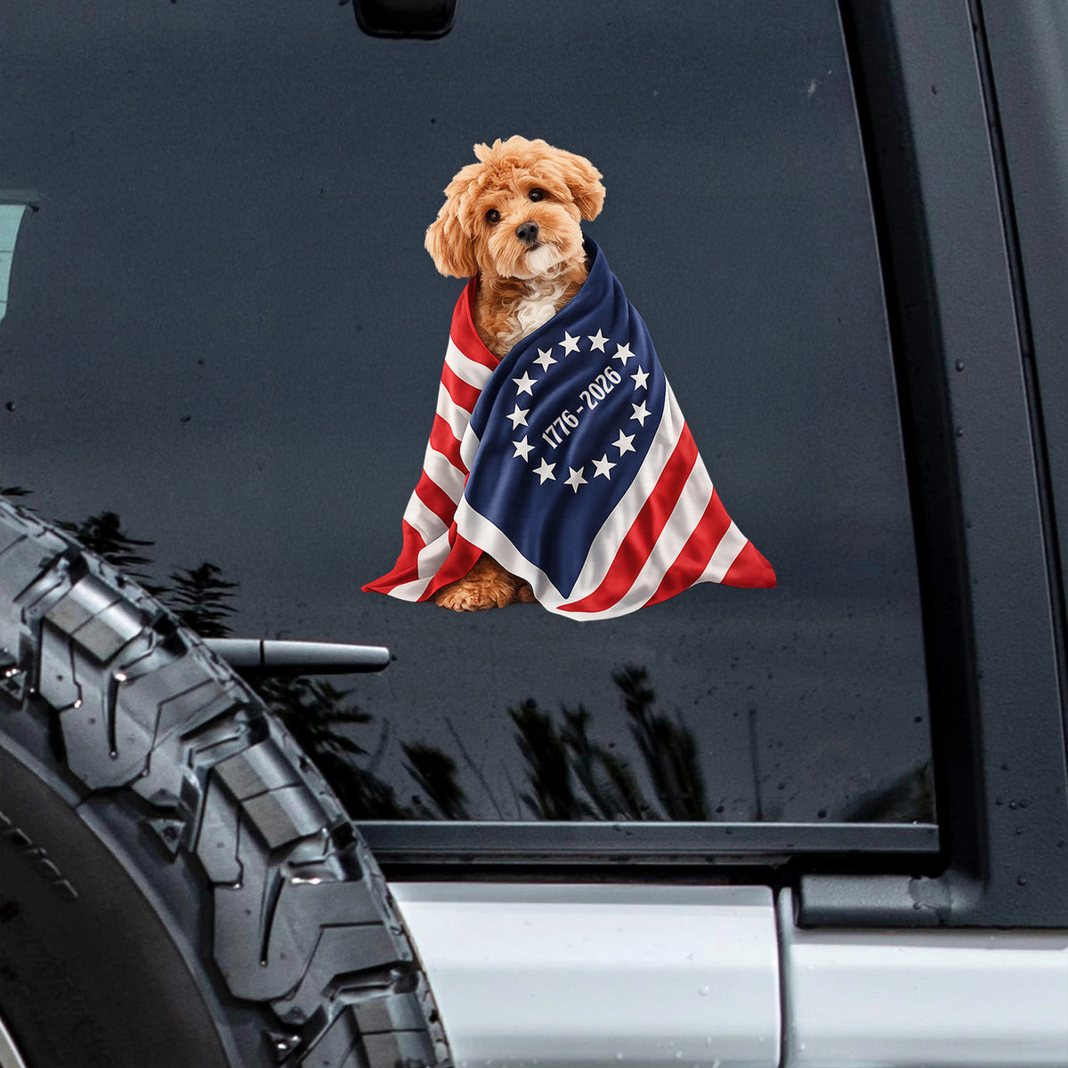Custom Photo My Dog, Cat Loves America 250 Patriotic Car Window Decal Sticker HA75 920222