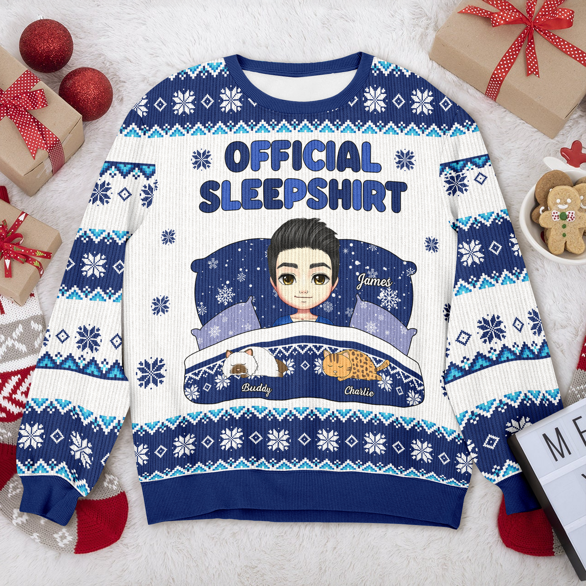 Official Sleepshirt Funny Family With Cat Ugly Sweater Personalized Gift For Cat Lovers HO82 900184
