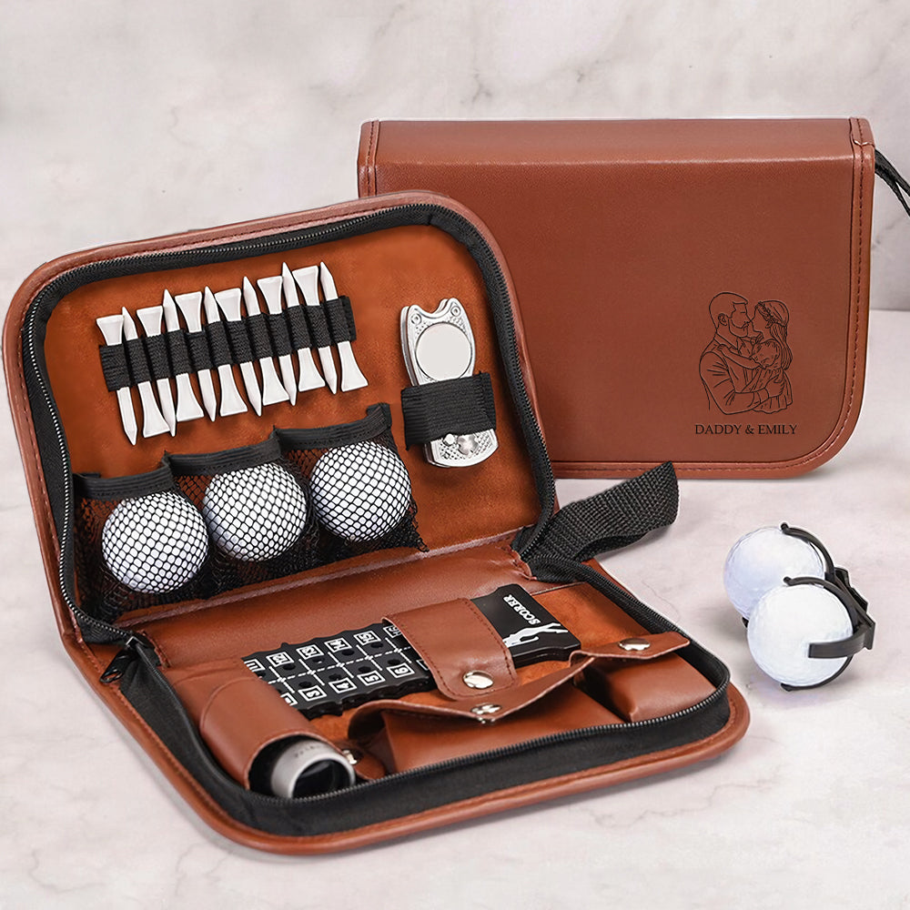 Custom Dad And Kids Portrait Photo Drawing Style Family Golf Set Engraved Accessories HA75 898652