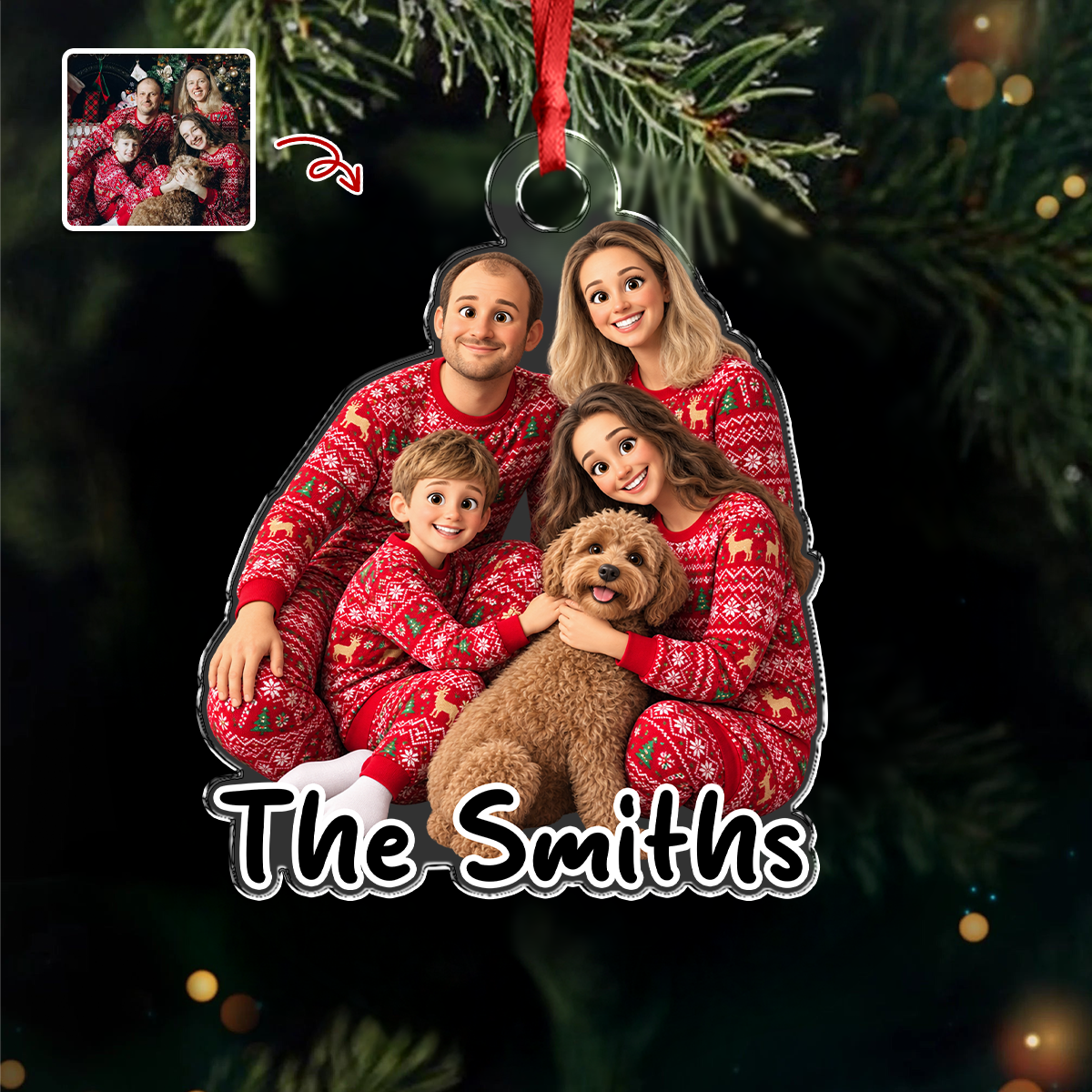 Custom Family Photo And Name Acrylic Ornament For Christmas Tree TH10 171229