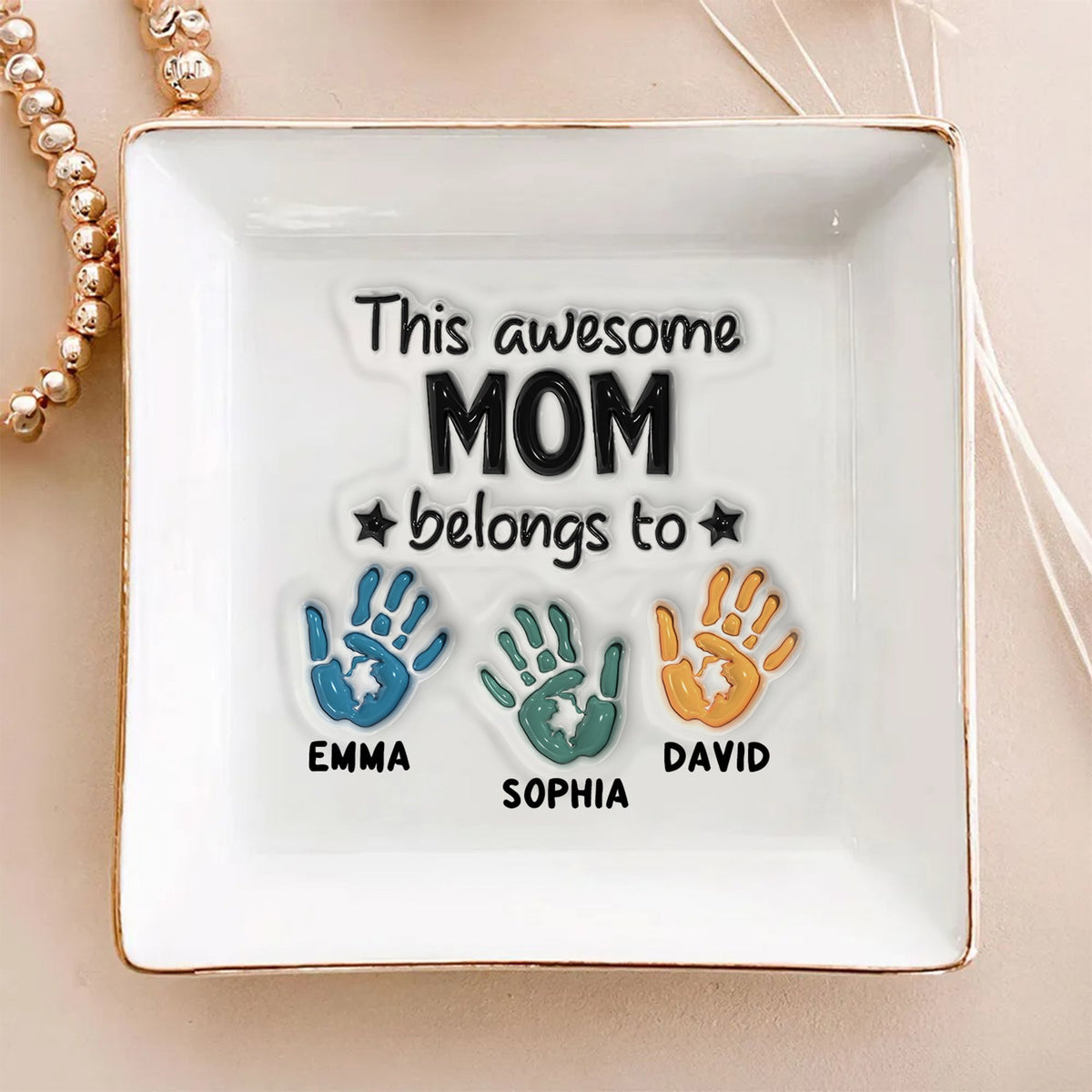 This Awesome Mom Belongs To Personalized Jewelry Dish Mother's Day Gift for Mom HA75 892068
