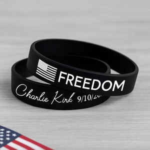 Laser Engraved Silicone Bracelet “FREEDOM” Charlie Kirk Tribute American Flag LM32 65733