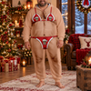 Funny Christmas Santa Bikini Onesie Pajamas Hairy Body Funny Gag Gift CH07 180580