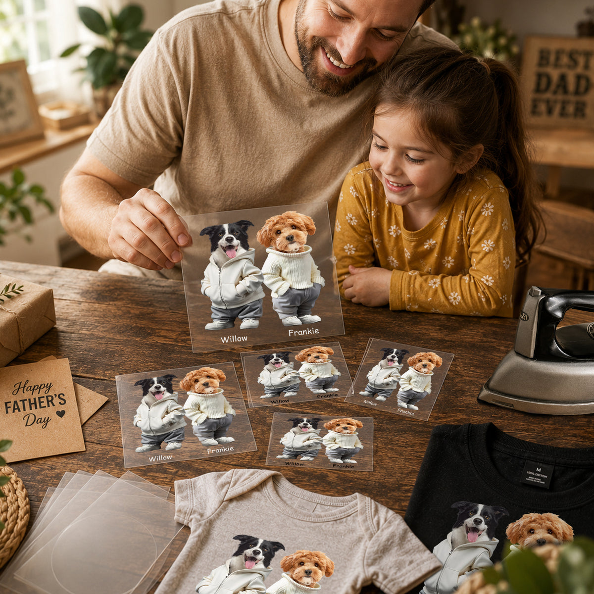 Custom Photo And Name Dog Cat DTF Transfer - Gift For Dog Cat Dad, Pet Lovers, Father's Day HO82 902472