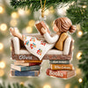 Custom Name Just A Girl Who Loves Books Acrylic Ornament, Bookworm Holiday Keepsake LM32 670021