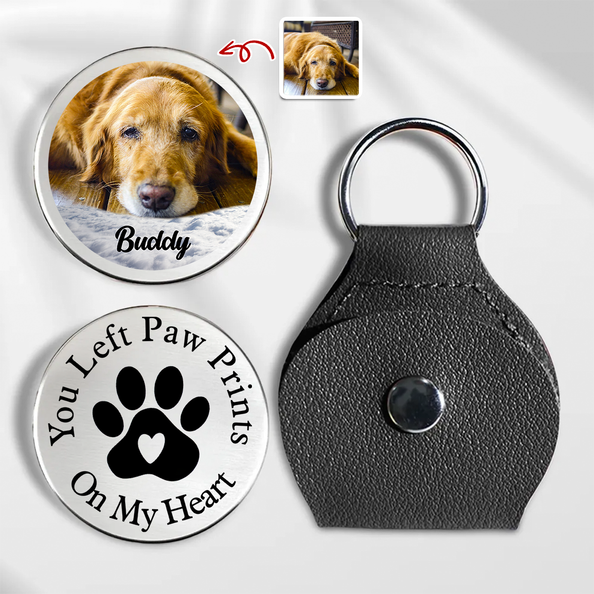 Custom Photo Pet You Left Paw Prints On My Heart Memorial Pocket Hug HA75 897984